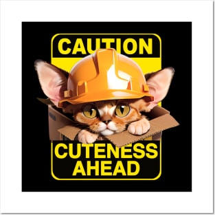 Devon Rex Cat Wearing Hardhat Posters and Art